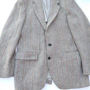 Vintage Harris Tweed Wool Mens Size 42 Blazer Jacket light brown/grey see measu